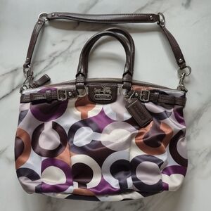 Coach Madison Op Art Signature Sophia Satchel Bag 18636 Purple Multi